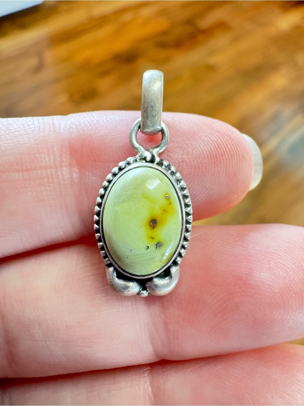 Palomino Variscite Sterling Silver Southwestern Style Pendant - Handcrafted